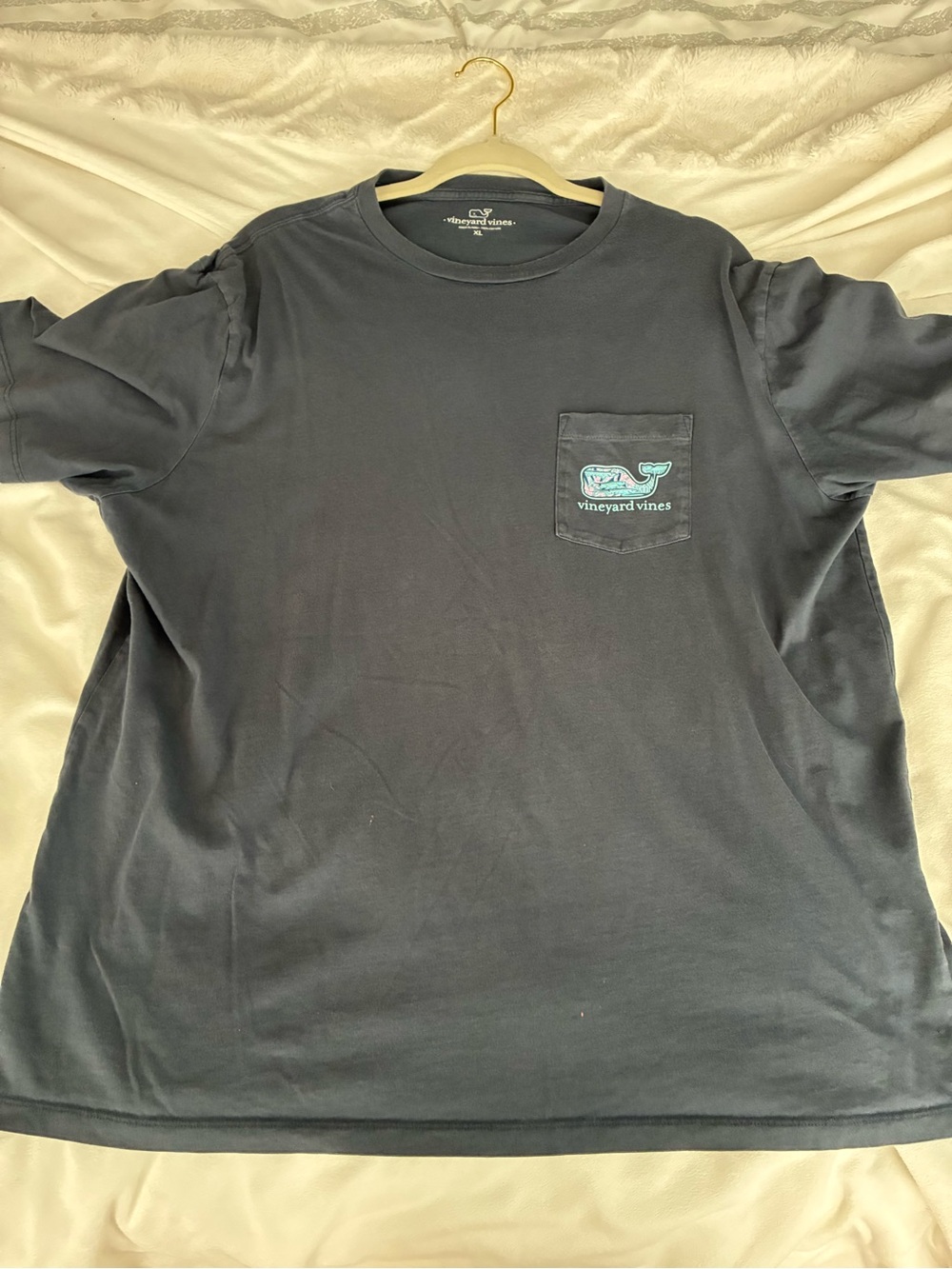 Vineyard Vines Navy Short-Sleeve Pocket Tee with Whale Logo